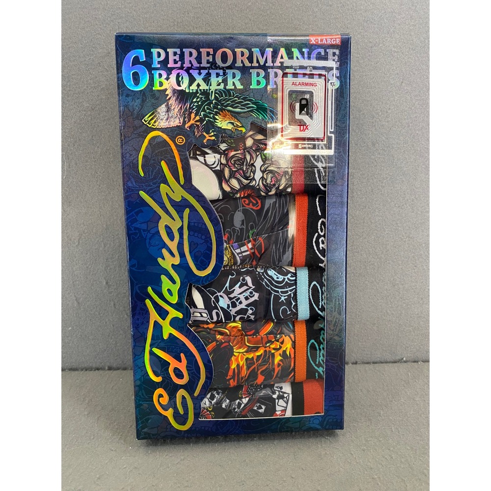 Ed Hardy Mens 6 Pack Performance Boxer Briefs XL Tattoo Graphic Multi Color NEW